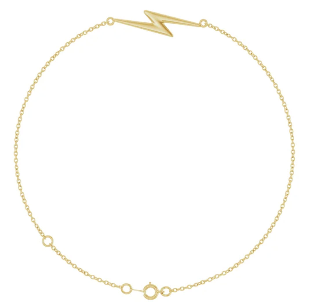 14K Yellow Gold Lightning Bolt Link 6 1/2-7 1/2" Bracelet