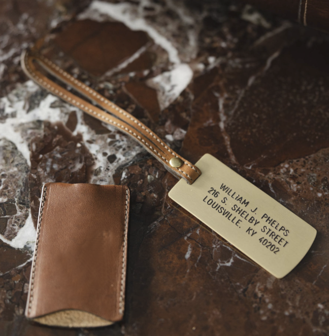 Leather & Solid Brass Luggage Tag