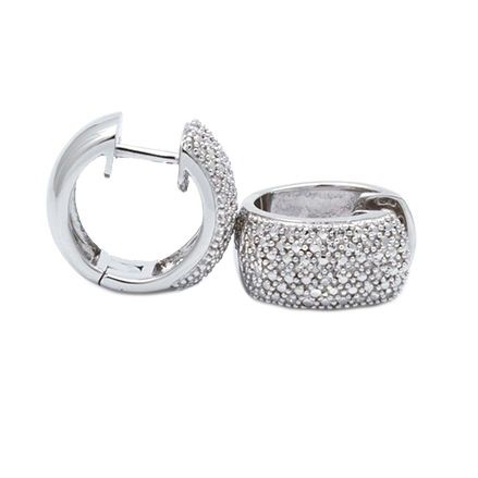 Sterling Silver and Diamond Huggie Earrings