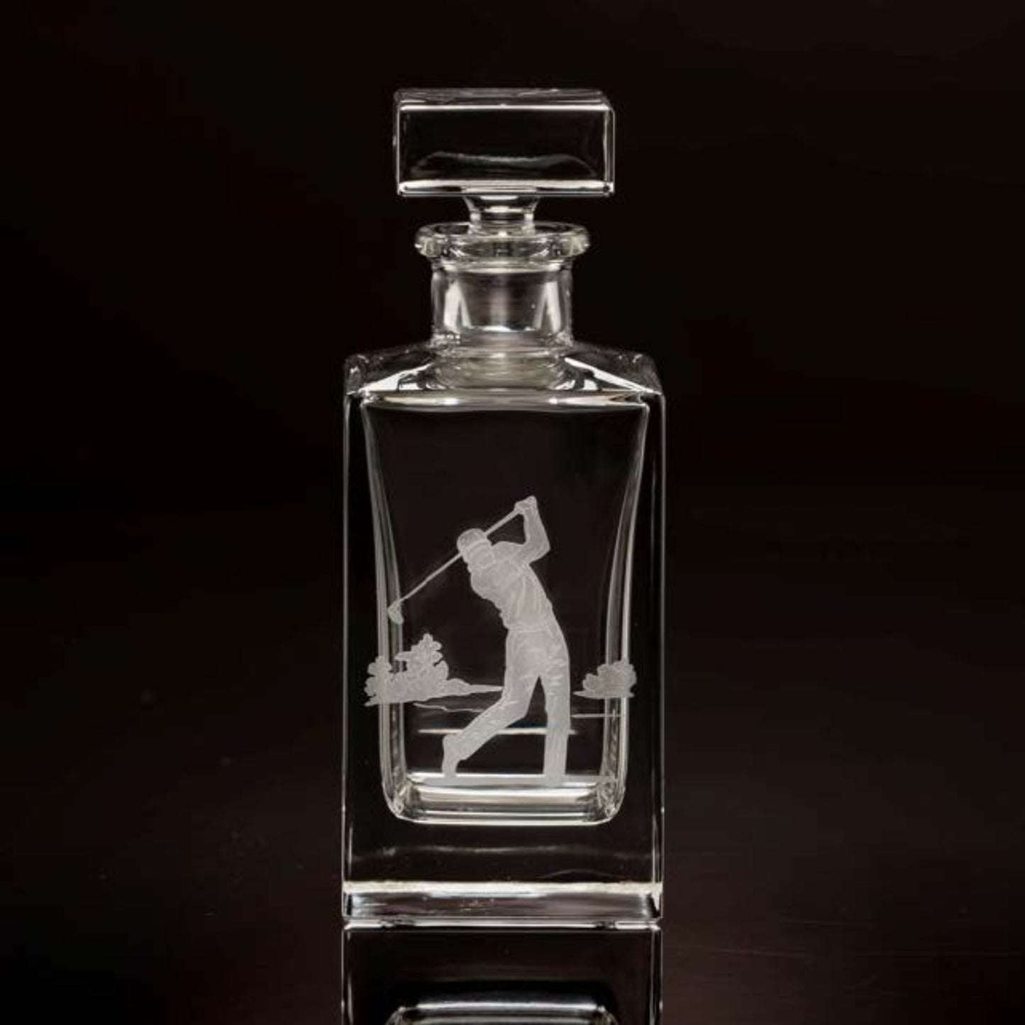Golfer crystal square decanter