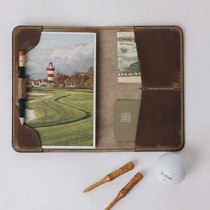 Leather golf scorecard holder