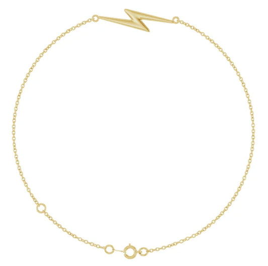 14K Yellow Gold Lightning Bolt Link 6 1/2-7 1/2" Bracelet