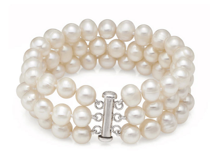 Triple Row Freshwater Pearl Bracelet