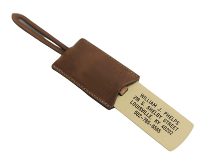 Leather & Solid Brass Luggage Tag