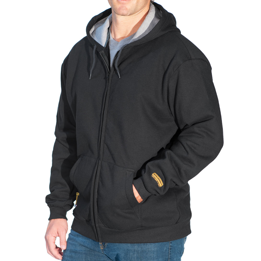 Black Flame Resistant Zip-Up Hooded Sweatshirt