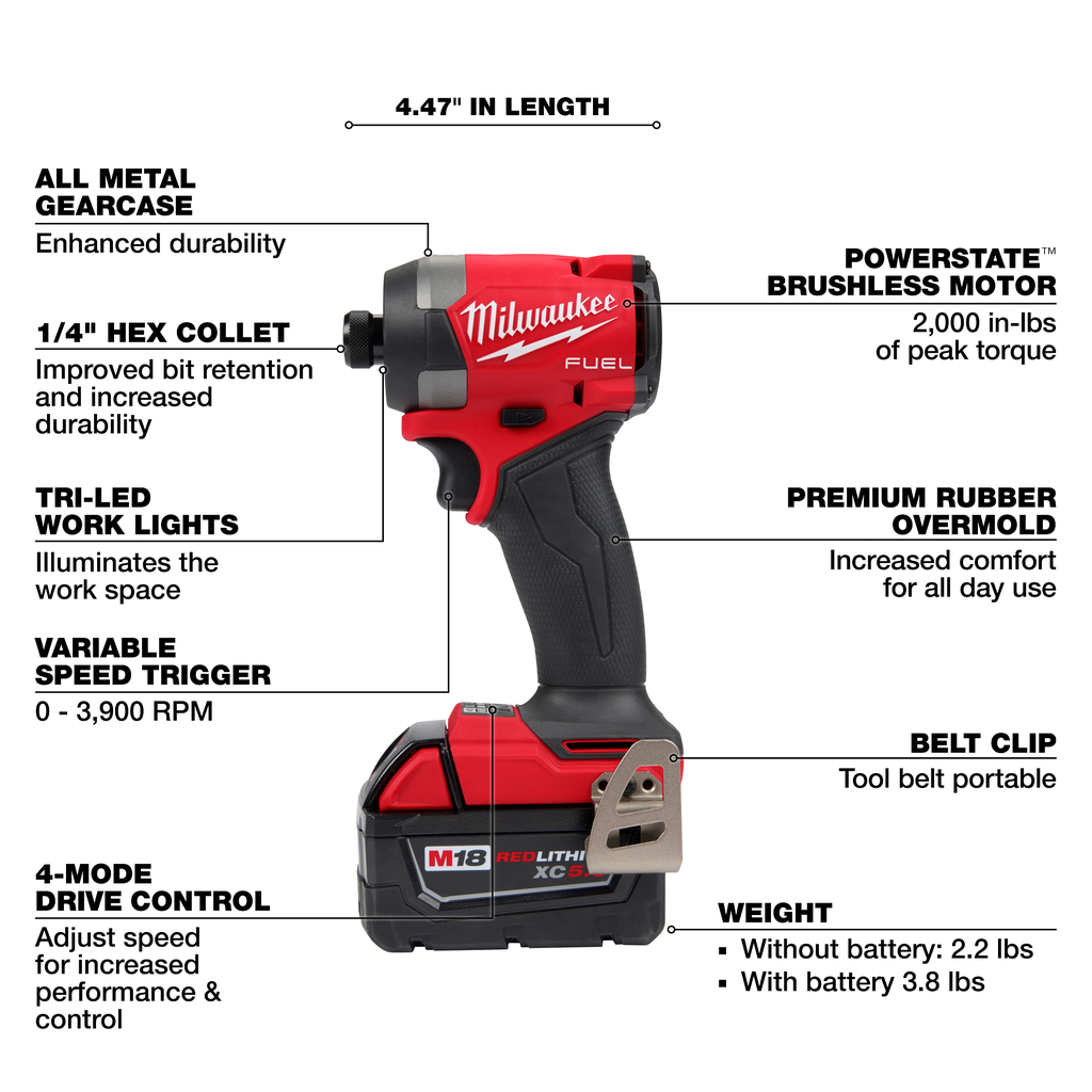 M18 Fuel 2-Tool 1/2" Hammer Drill & 1/4" Impact Driver Combination Kit