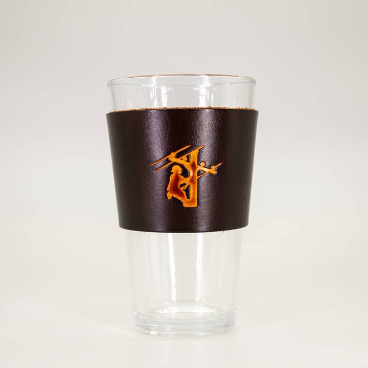 Leather Pint Glass - Lineman