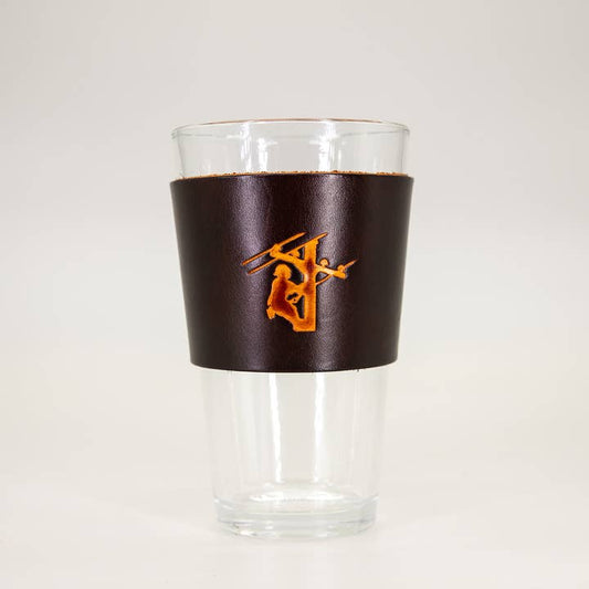 Leather Pint Glass - Lineman