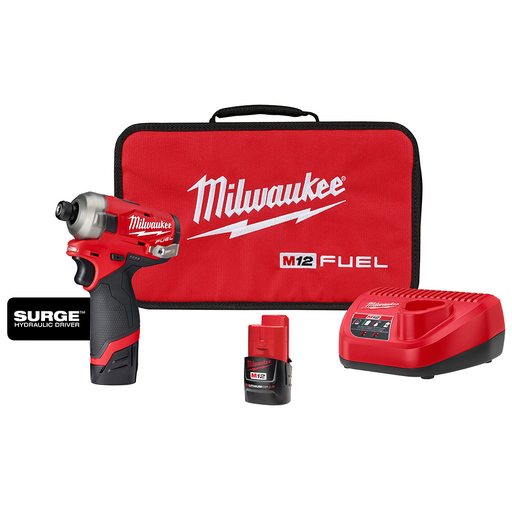 M12 Fuel Surge 1/4" Hydraulic Driver Kit W (2) CP2.0 Battery Charger Bag (Brushless Lithium Ion Cordless)