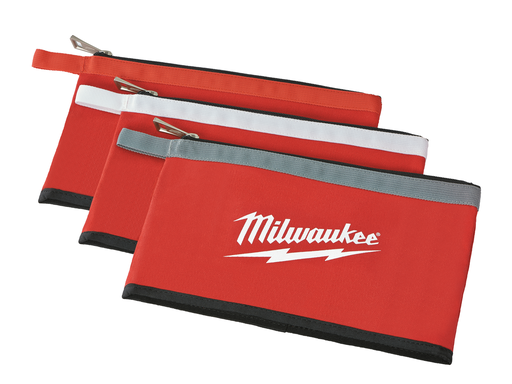 3PC .75 x 12.5 x 8 1 Pocket Red/White Band Zipper Tool Pouch Set