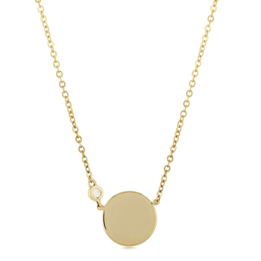 14k Gold Round Disc Pendent