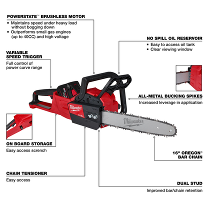 M18 Fuel 16" Battery Chainsaw Kit