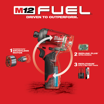 M12 Fuel Surge 1/4" Hydraulic Driver Kit W (2) CP2.0 Battery Charger Bag (Brushless Lithium Ion Cordless)