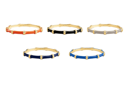 Bamboo Enameled Hinged Bangle
