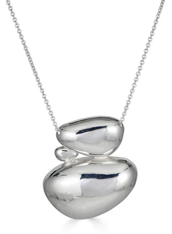 Sterling Silver Pebble Cairn Necklace