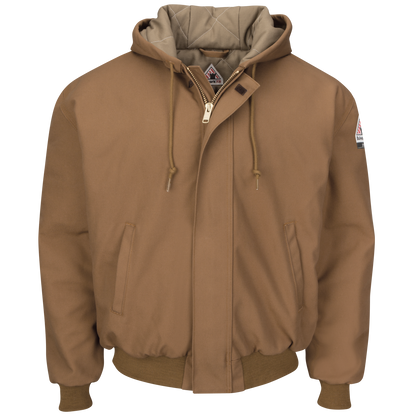 Men's Heavyweight FR Insulated Brown Duck Hooded Jacket