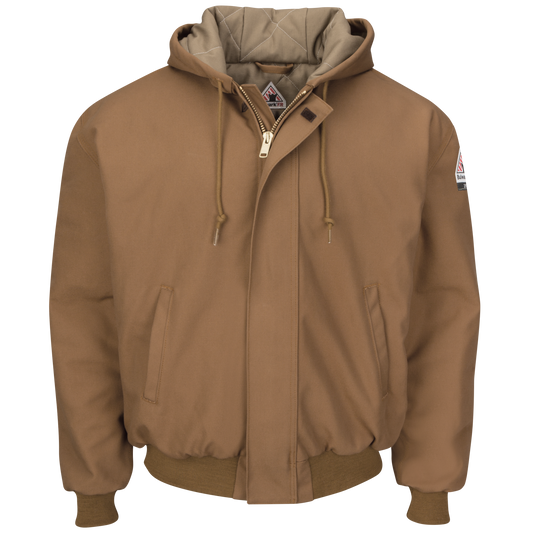 Men's Heavyweight FR Insulated Brown Duck Hooded Jacket