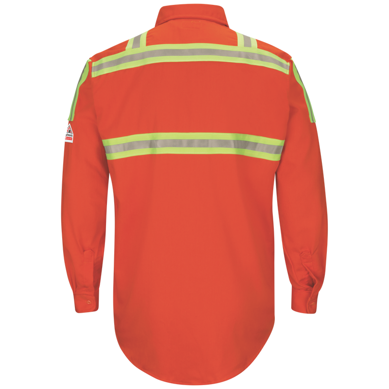 Men's Midweight FR Enhanced Visibility Uniform Shirt with Silver/Yellow Striping