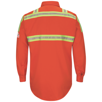 Men's Midweight FR Enhanced Visibility Uniform Shirt with Silver/Yellow Striping