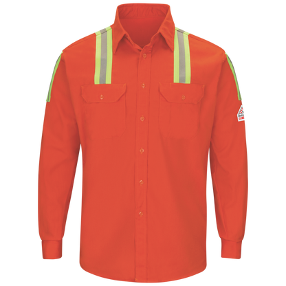 Men's Midweight FR Enhanced Visibility Uniform Shirt with Silver/Yellow Striping