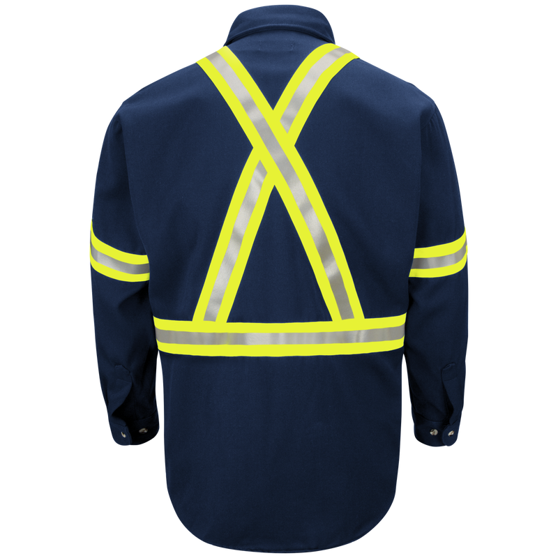 Men's Midweight FR Enhanced Visibility Uniform Shirt with Reflective Trim