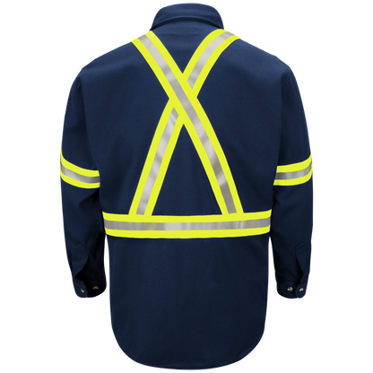 Men's Midweight FR Enhanced Visibility Uniform Shirt with Reflective Trim