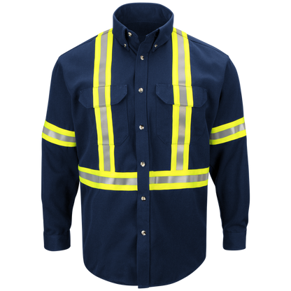 Men's Midweight FR Enhanced Visibility Uniform Shirt with Reflective Trim