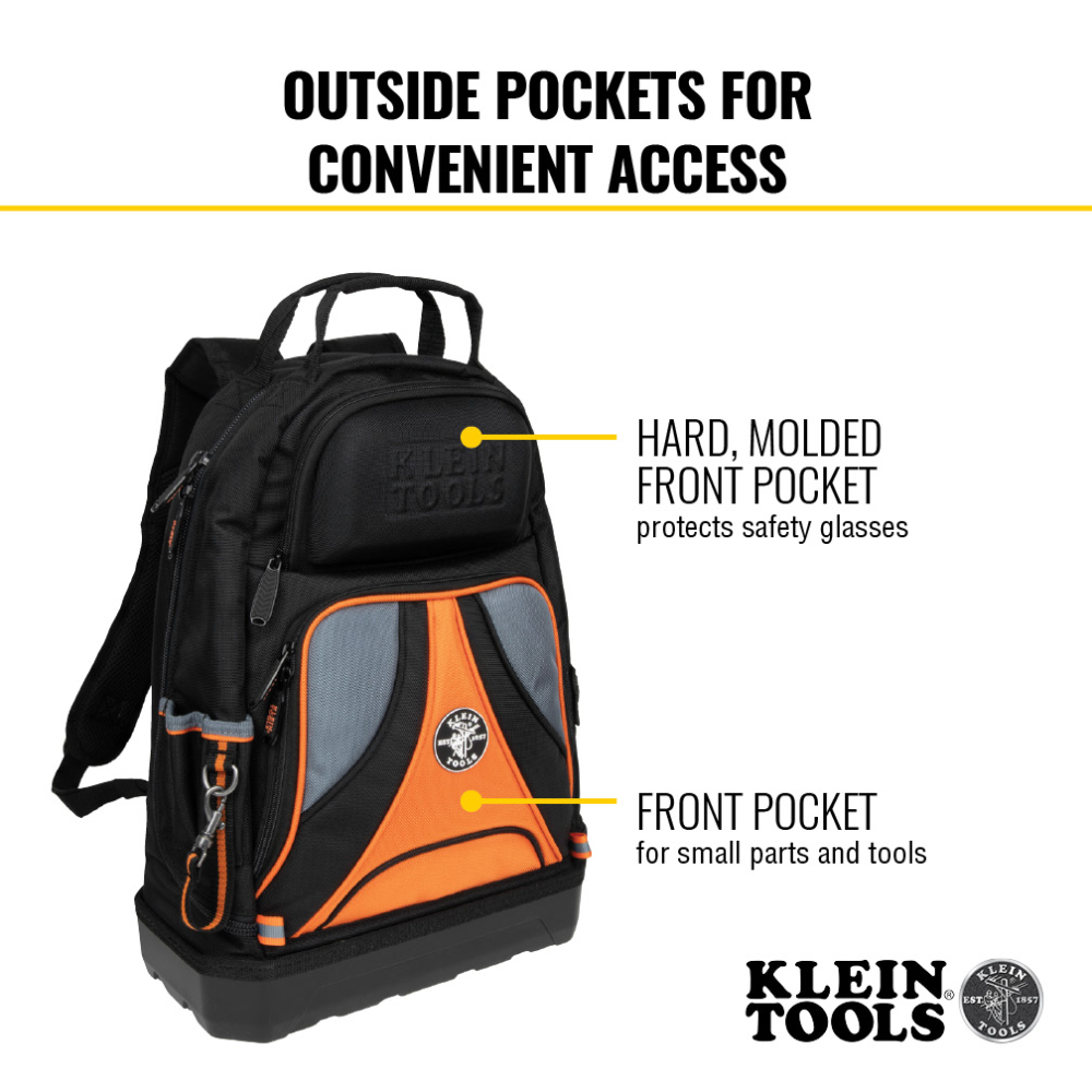 Tool Backpack 1680D Ballistic Weave 39 Pocket Black/Orange