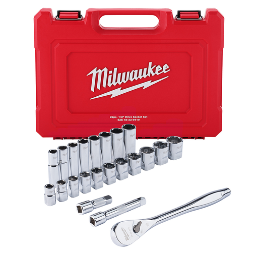 22PC 1/2" Drive SAE Ratchet & Socket Mechanics Tool Set