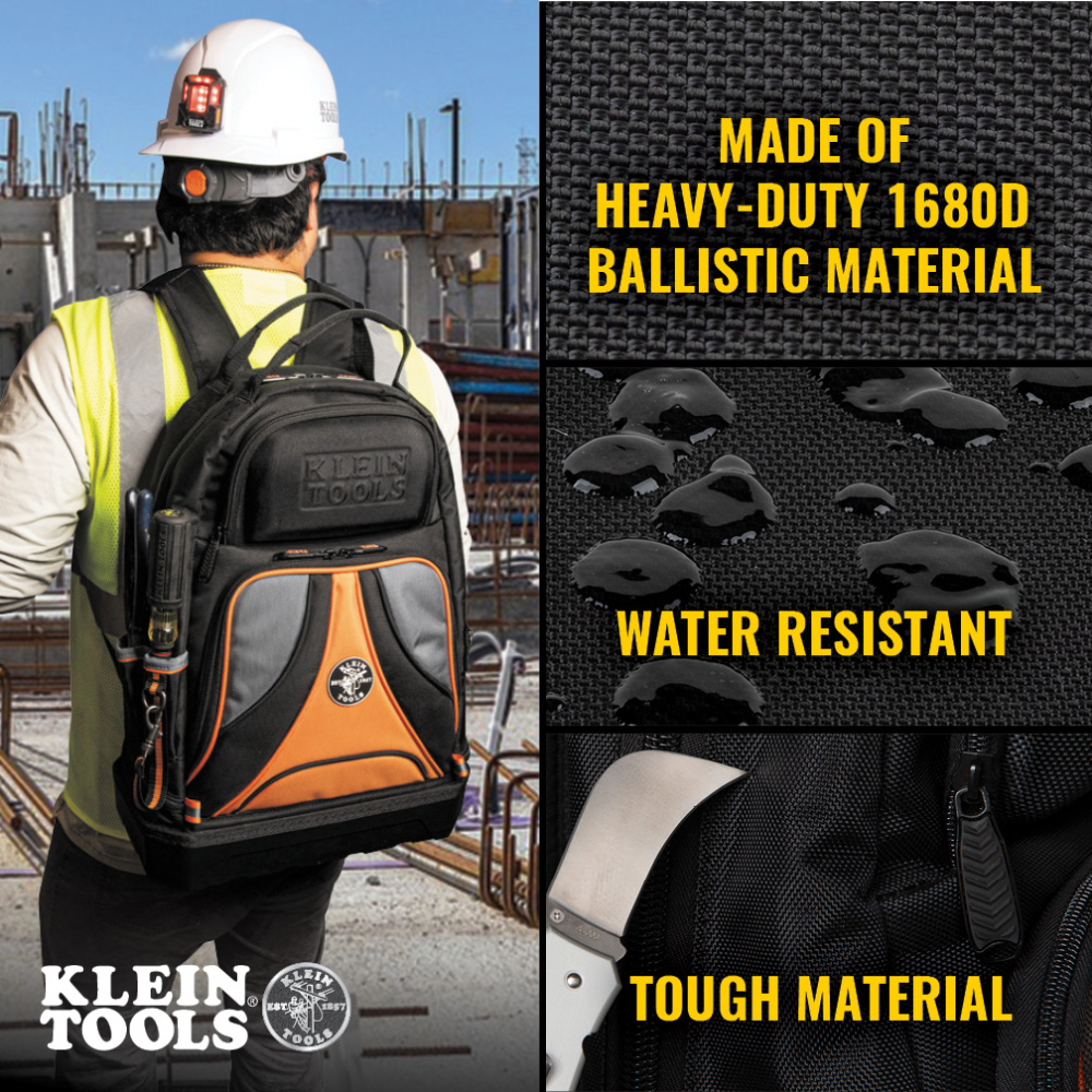Tool Backpack 1680D Ballistic Weave 39 Pocket Black/Orange