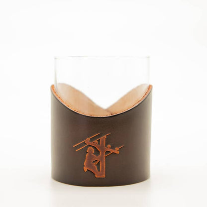 Leather Rocks Glass - Lineman