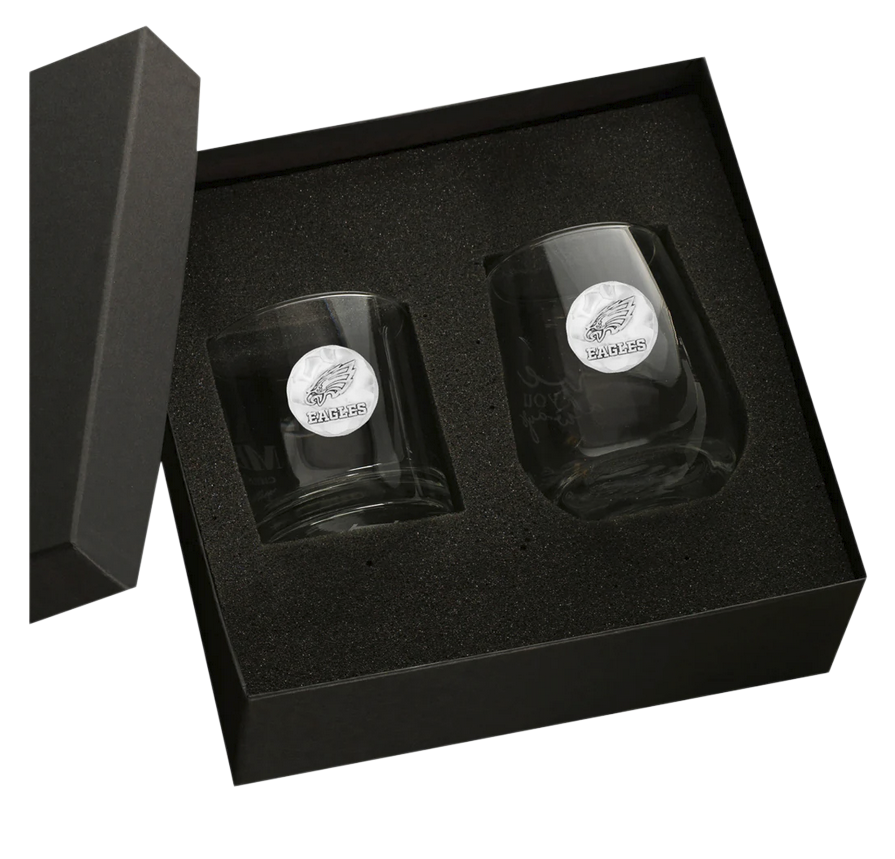 Philadelphia Eagles 2-Piece Rocks and Wine Set