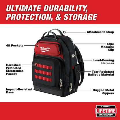 Tool Backpack 1680D Ballistic 48 Pocket Red 20.40" Height