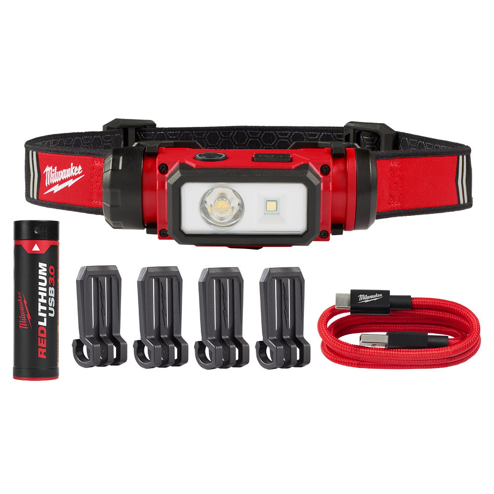 600 Lumen LED Red Lithium Hard Hat Head Lamp Light (Cordless)