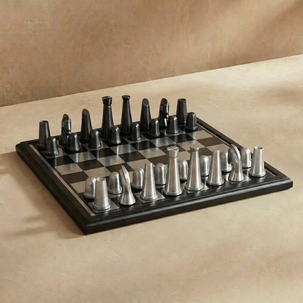 Art Deco Metallic Chess Set
