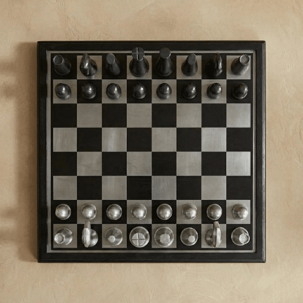 Art Deco Metallic Chess Set
