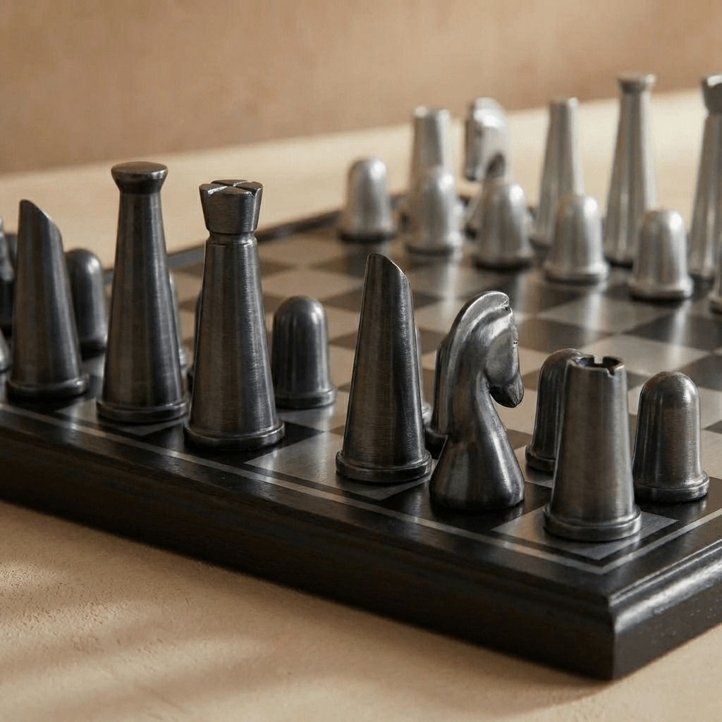 Art Deco Metallic Chess Set
