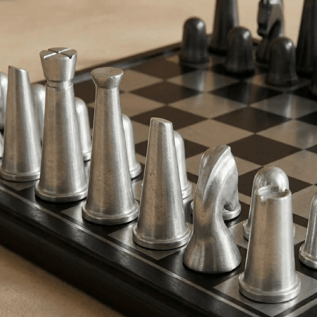 Art Deco Metallic Chess Set