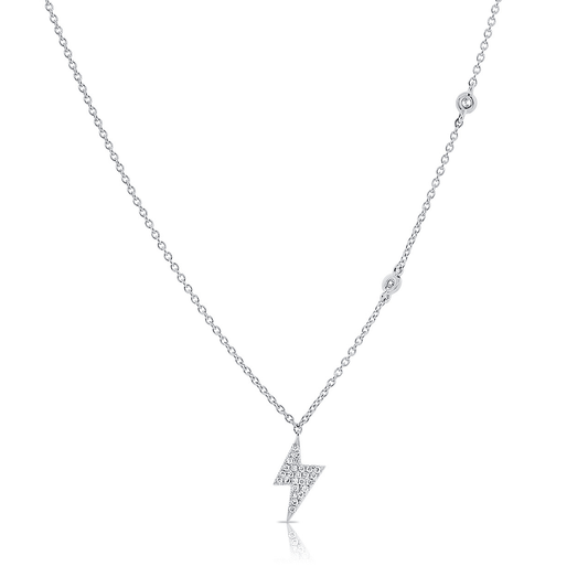 14k Gold and Diamond .13 Total Weight Lightning Bolt Pendant