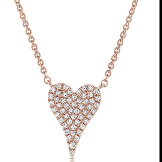 14k Rose Gold Heart and Diamond Pendant