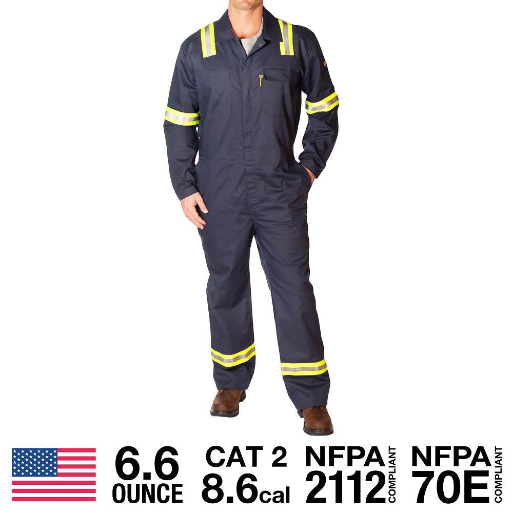 Flame Resistant Featherweight Coveralls With Reflective Striping